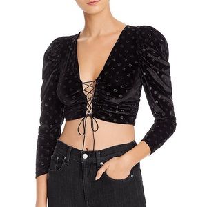 For Love & Lemons Elisa Velvet Crop Top - Small
